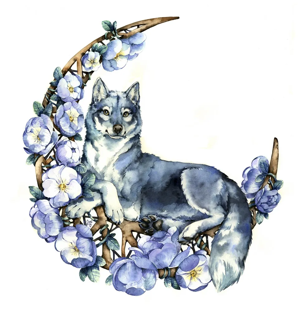 Original Painting - Wolf Moon