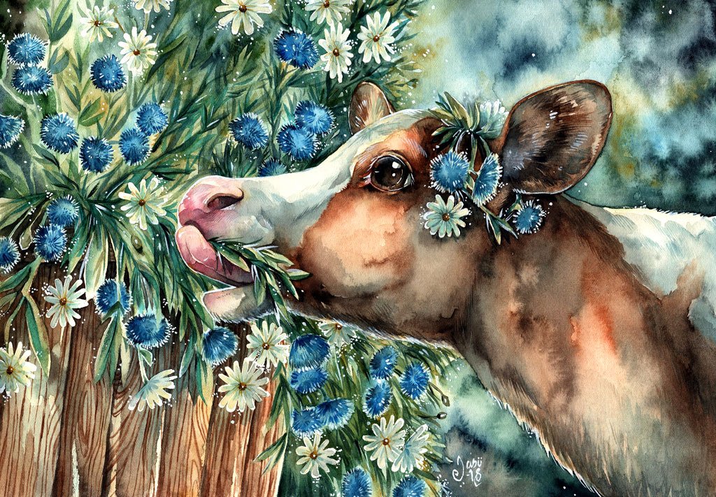 Print - Cute (and Hungry) Calf