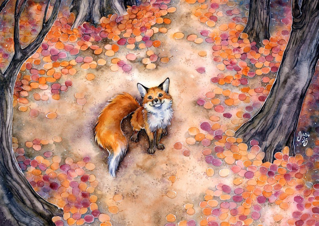 Print - A Path Edged by Fallen Leaves