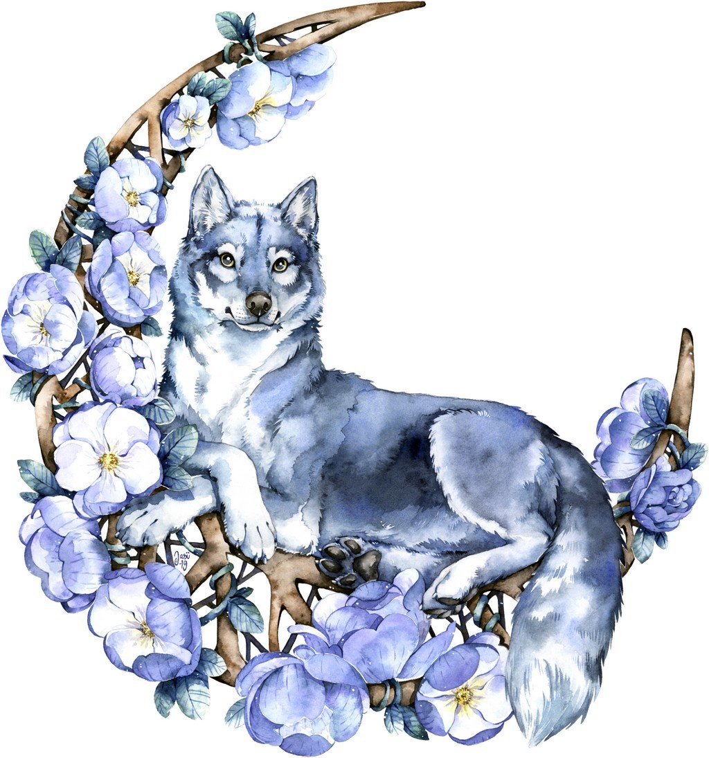 Original Painting - Wolf Moon