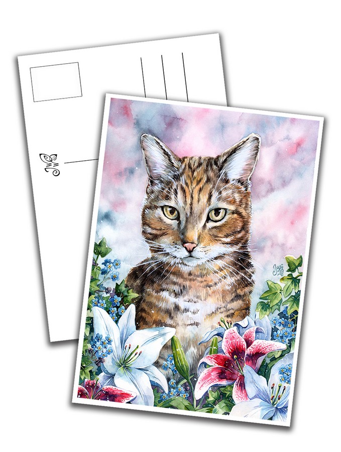 Card - Cat with Lilies