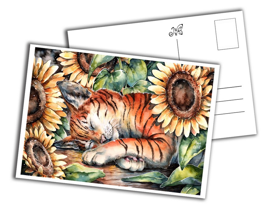 Card - Cat with Sunflowers