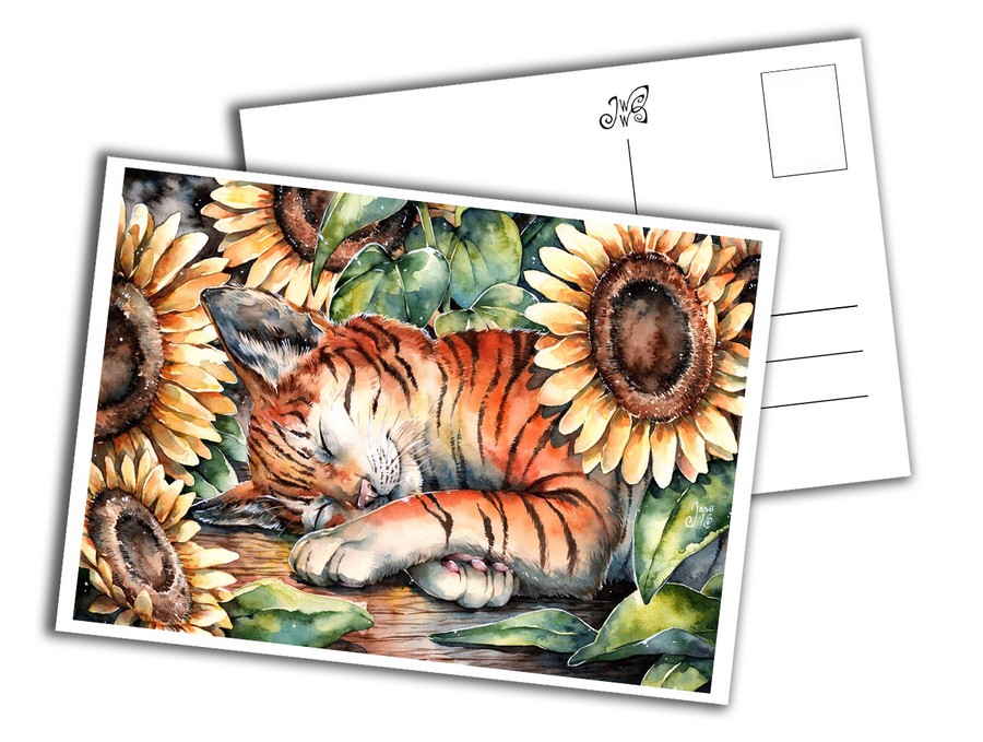 Card - Cat with Sunflowers
