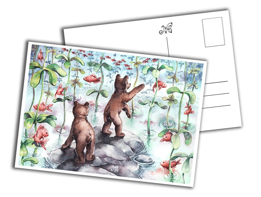 Card - Bear Cubs Catching Fish