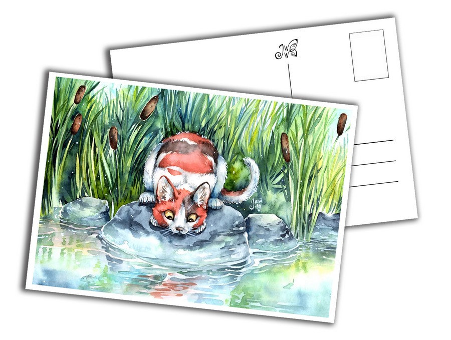 Card - Cat at a Pond