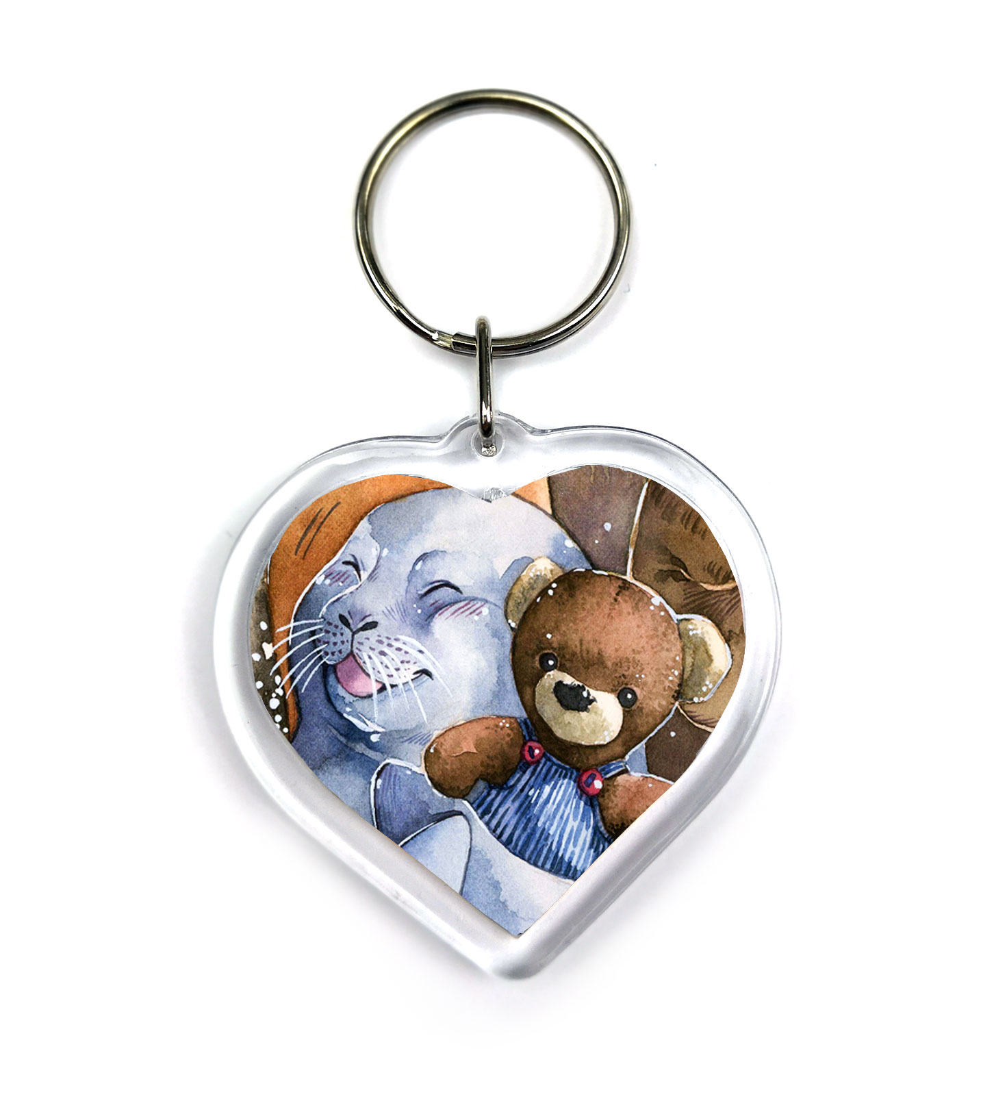 Keychain - Seal Hugging Teddy Bear