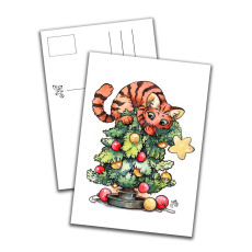 Card - Cat on Christmas Tree