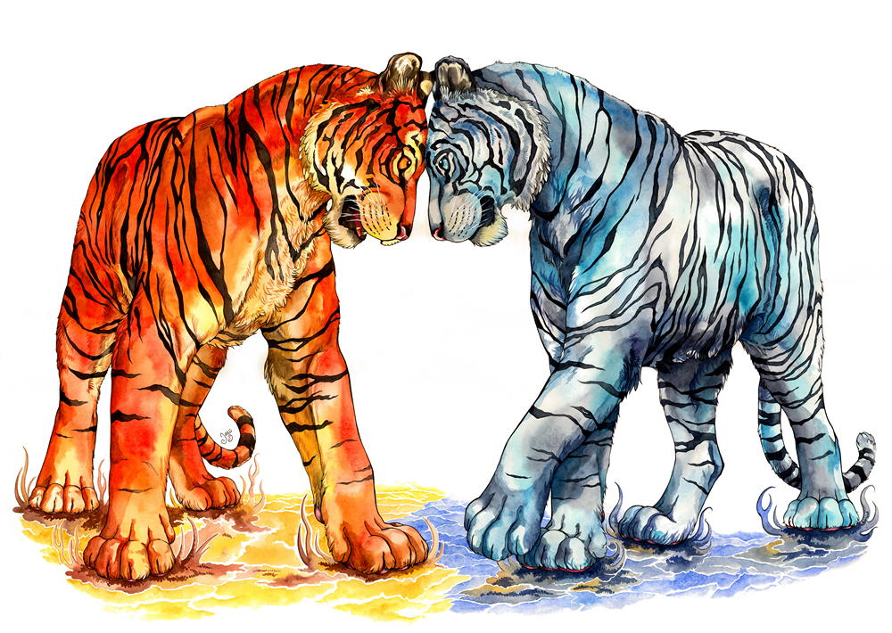 Siblings
Yet another example of a painting featuring opposite energies. 
