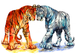 Siblings
Yet another example of a painting featuring opposite energies. 
