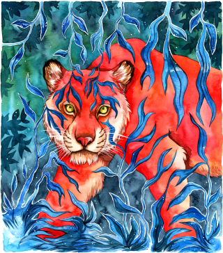 The Queen of the Jungle
Tigers remain one of my favorite animals when it comes to my art subjects. In this artwork, the main idea was to make the stripes of the tiger to be formed by the leaves growing around her. 
