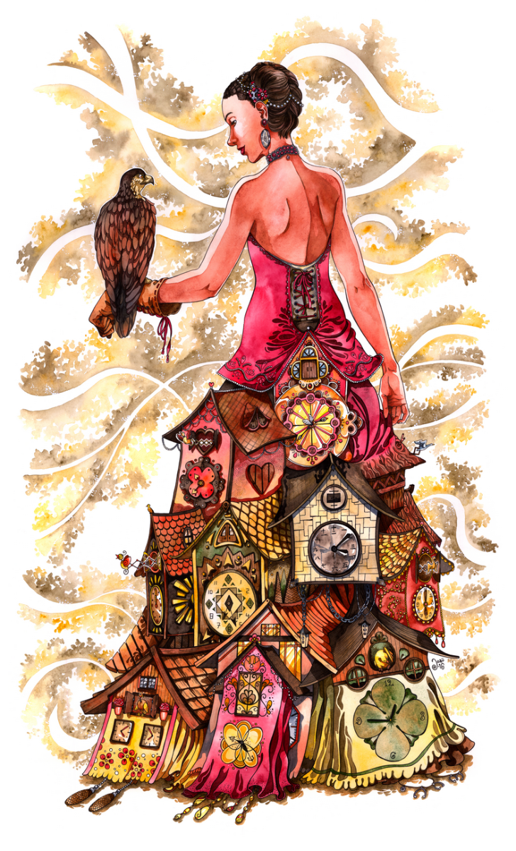 Good Old Times
This is a portrayal of the passing of time. What has passed will never come back but remains in our memories. The past experiences have shaped the dress of the lady and as long as she lives she’ll keep on obtaining more experiences, all different from each other but all part of the same dress. 
