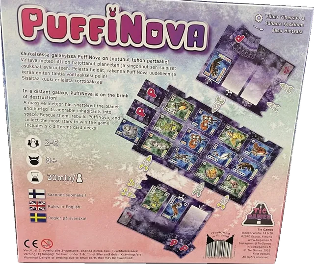 PuffiNova-laatikon takakansi
