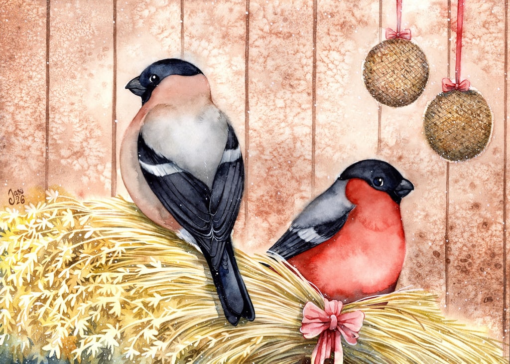 Christmas Bullfinches