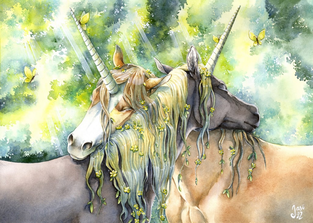 Unicorns in the Spring Forest