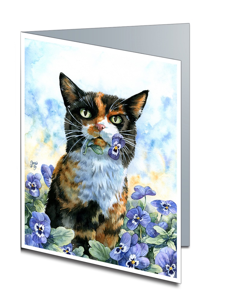 Cat with Pansies - photo 2
