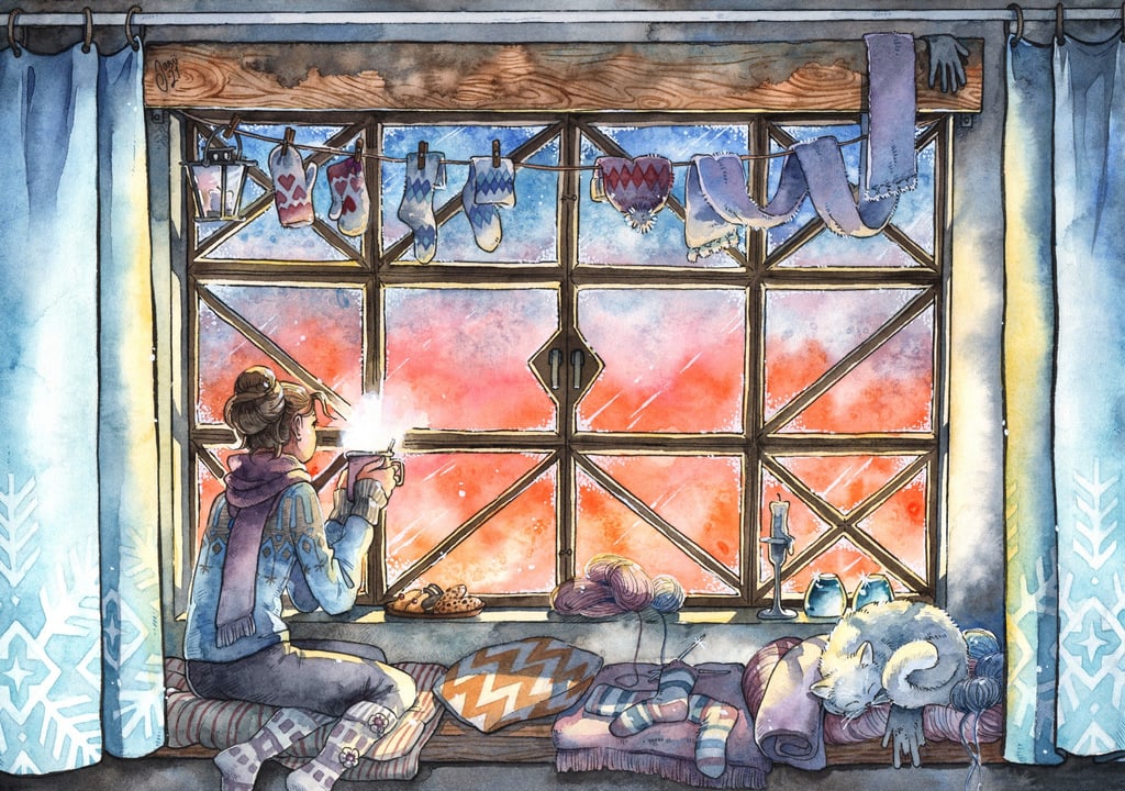 Winter Sunset by the Window