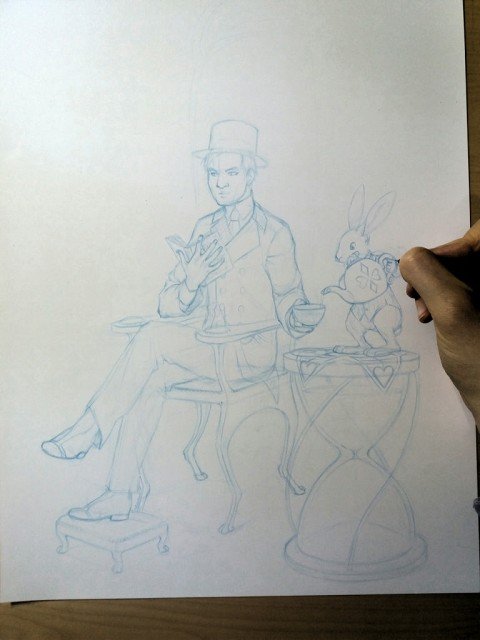 ALICE IN WONDERLAND THEMED DRAWING - COMMISSION PROGRESS