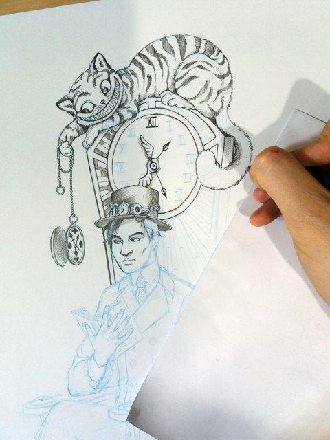 ALICE IN WONDERLAND THEMED DRAWING - COMMISSION PROGRESS