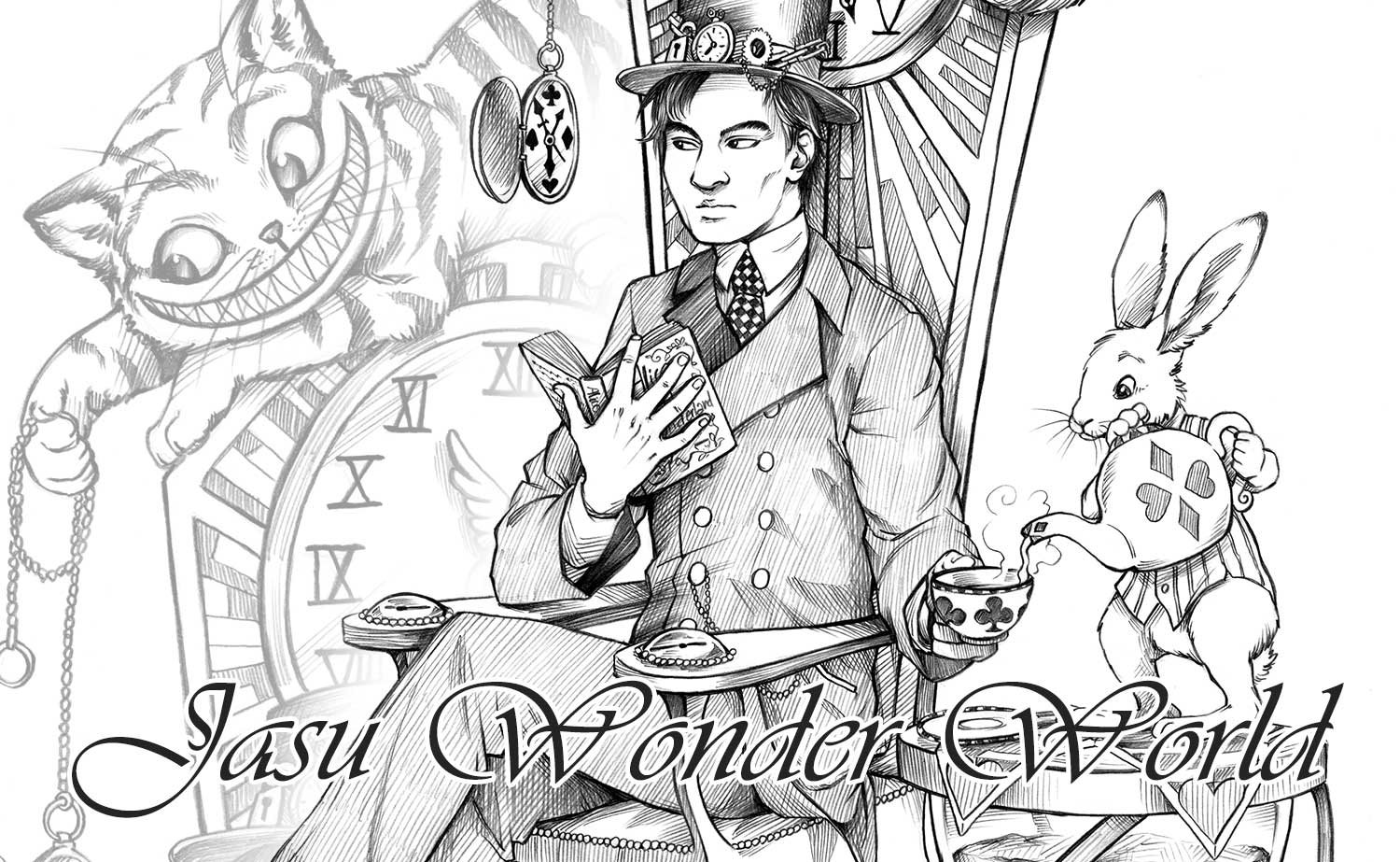 ALICE IN WONDERLAND THEMED DRAWING – COMMISSION PROGRESS
