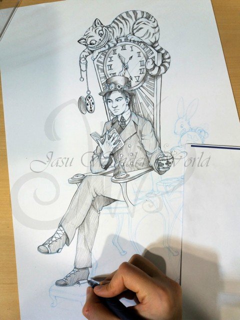 ALICE IN WONDERLAND THEMED DRAWING - COMMISSION PROGRESS