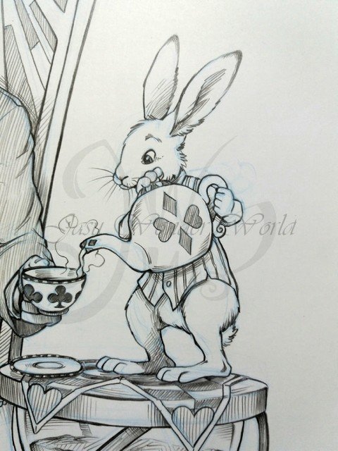 ALICE IN WONDERLAND THEMED DRAWING - COMMISSION PROGRESS