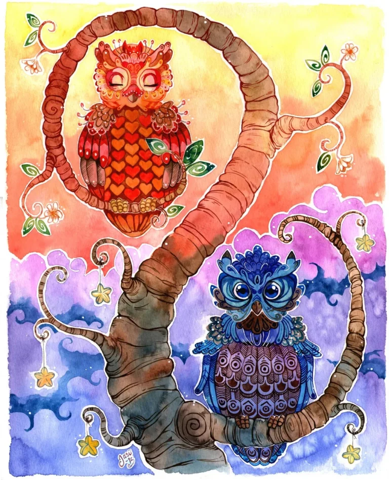 Yin & Yang Owls - Original Artworks