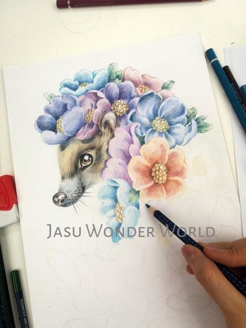 FLOWER HEDGEHOG - COMMISSION IN PROGRESS