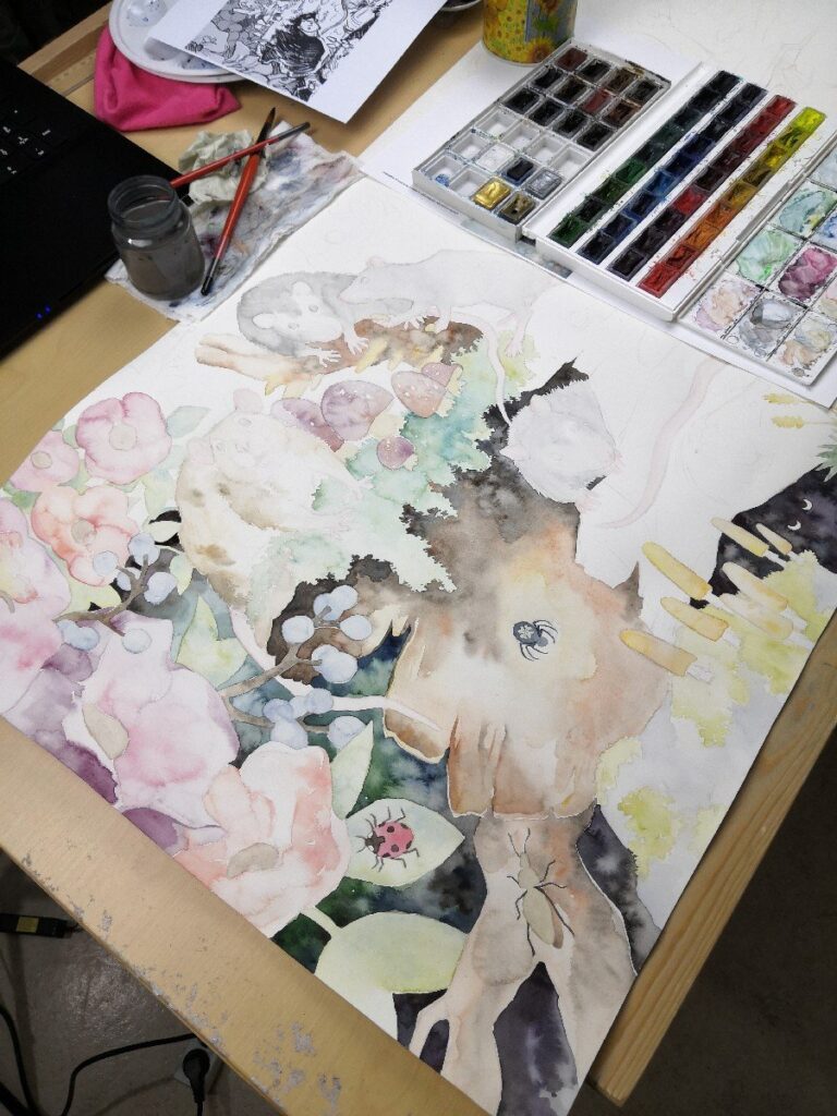 The Creation of My Biggest Watercolor Painting Commission