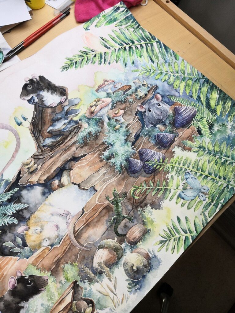 The Creation of My Biggest Watercolor Painting Commission
