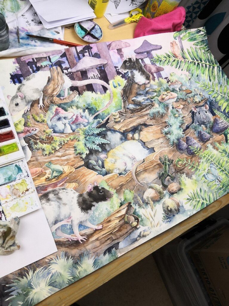 The Creation of My Biggest Watercolor Painting Commission