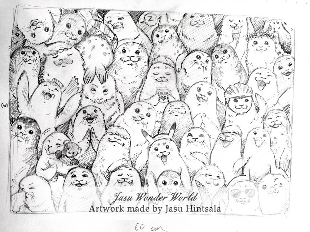 Over 40 Seals in One Painting - A Commissioned Watercolor Painting