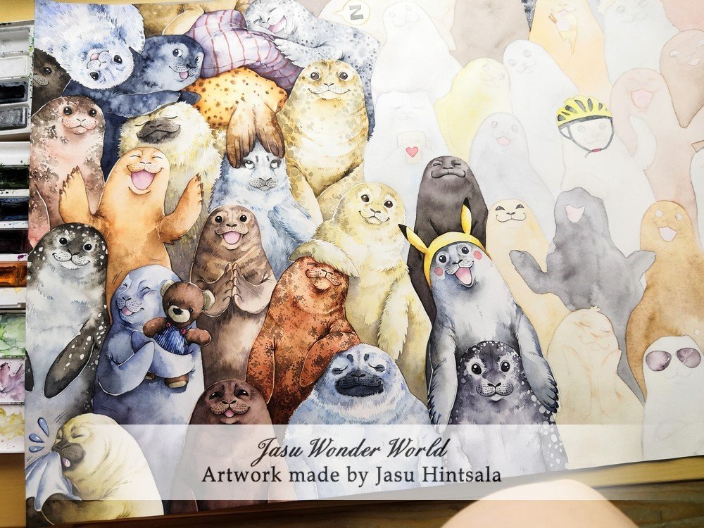 Over 40 Seals in One Painting - A Commissioned Watercolor Painting