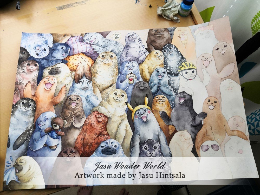 Over 40 Seals in One Painting - A Commissioned Watercolor Painting
