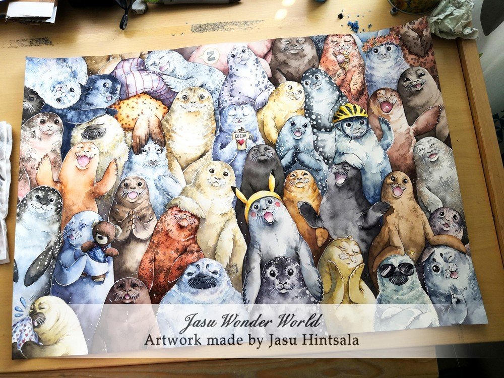 Over 40 Seals in One Painting - A Commissioned Watercolor Painting
