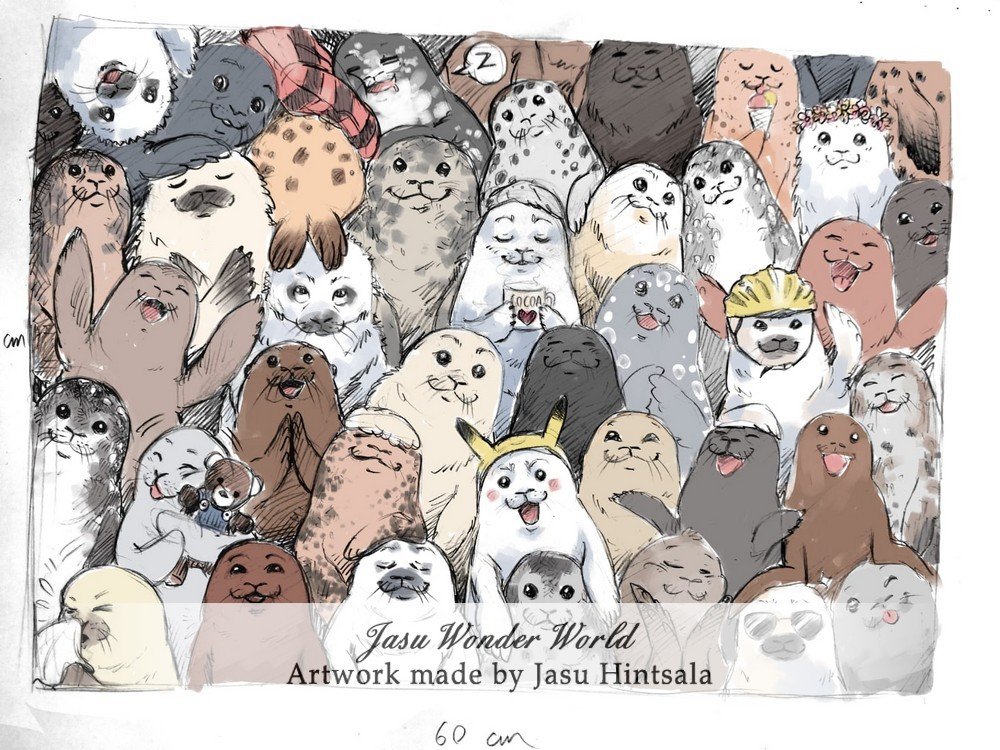 Over 40 Seals in One Painting - A Commissioned Watercolor Painting