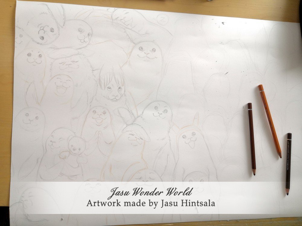 Over 40 Seals in One Painting - A Commissioned Watercolor Painting