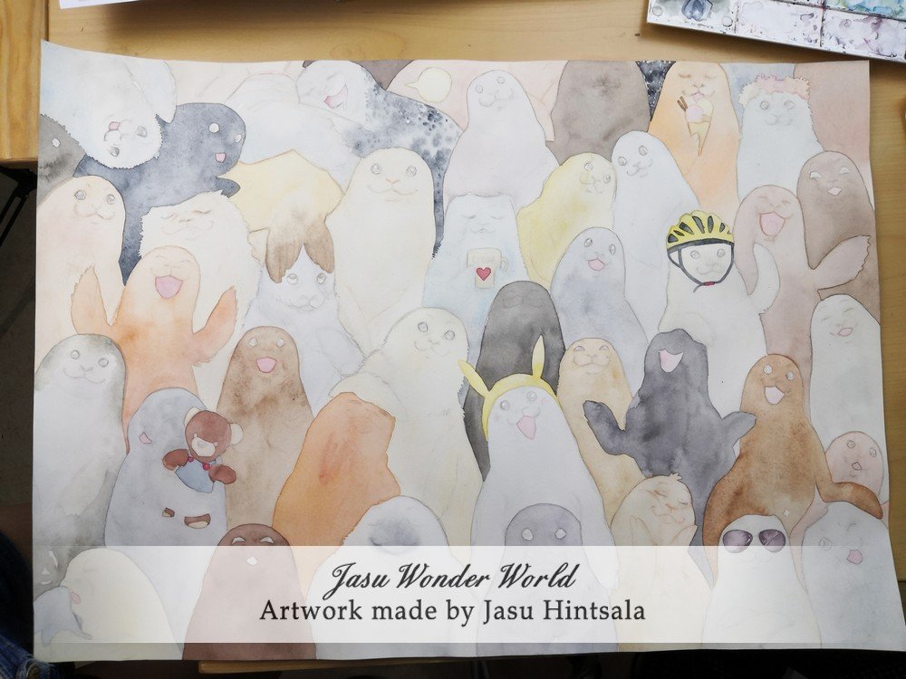 Over 40 Seals in One Painting - A Commissioned Watercolor Painting