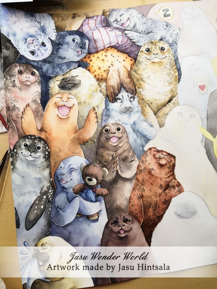 Over 40 Seals in One Painting - A Commissioned Watercolor Painting