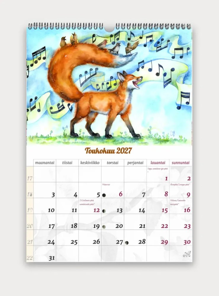 2027 Foxes wall calendar by Jasu Wonder World